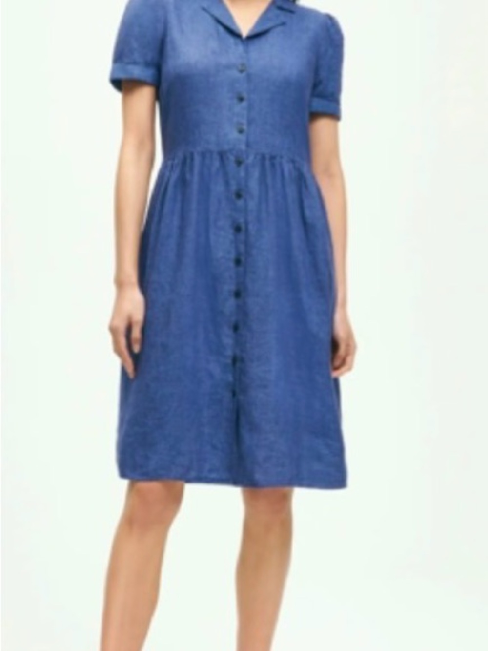 Brooks Brothers Blue Button-Front Midi Dress